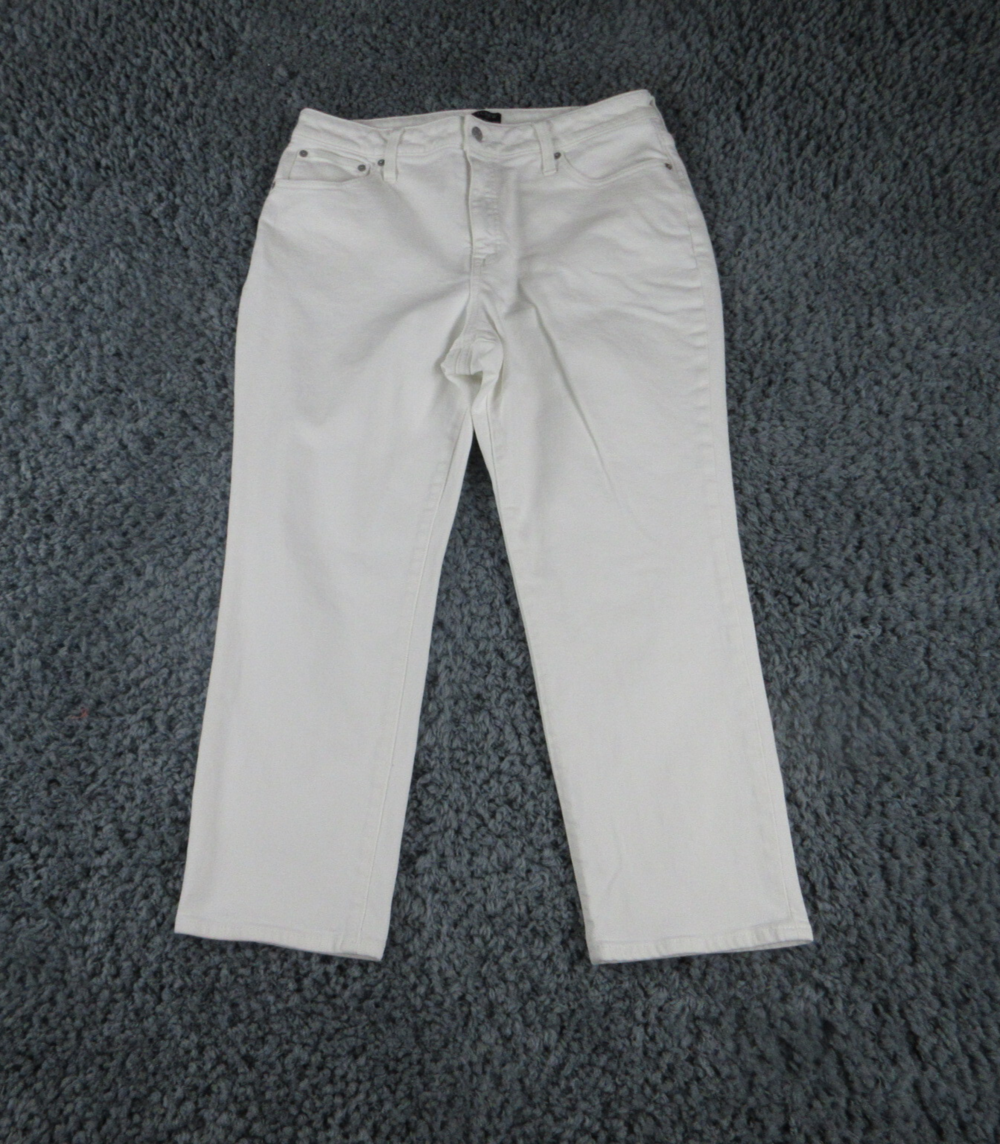 J CREW Jeans Womens 32 White Denim Curvy Essential Straight 32x25*